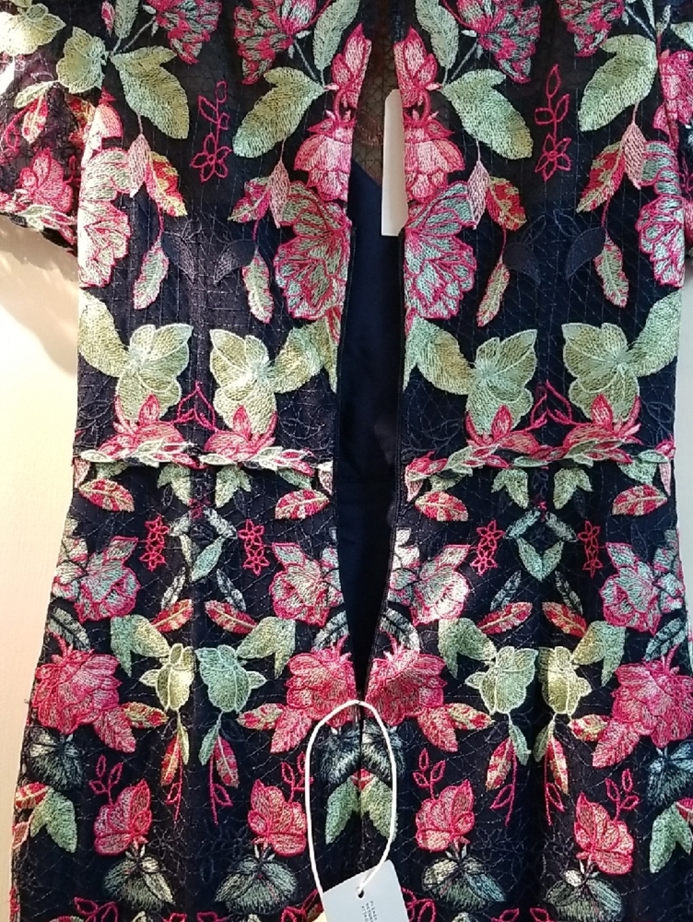 Marchesa Navy Maxi Dress with Pink & Green Floral Print - Picture 6 of 10